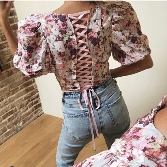 For Love And Lemons Tops - ❤&🍋 Houston Lace Up Crop Top